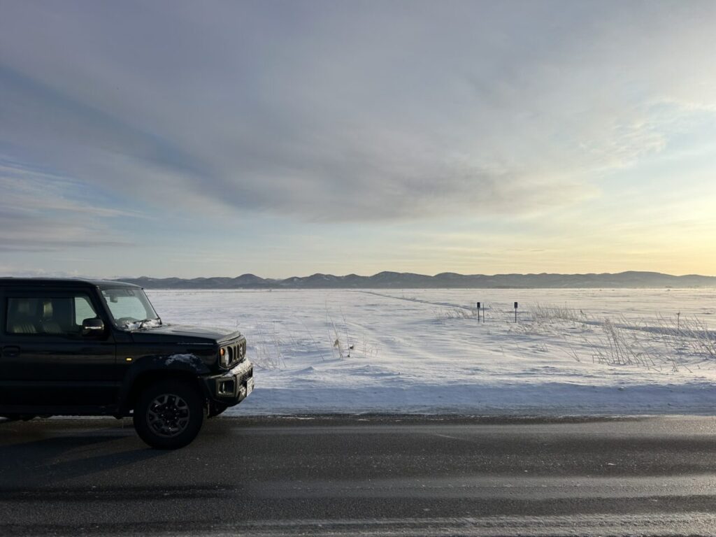 冬の道北の道路