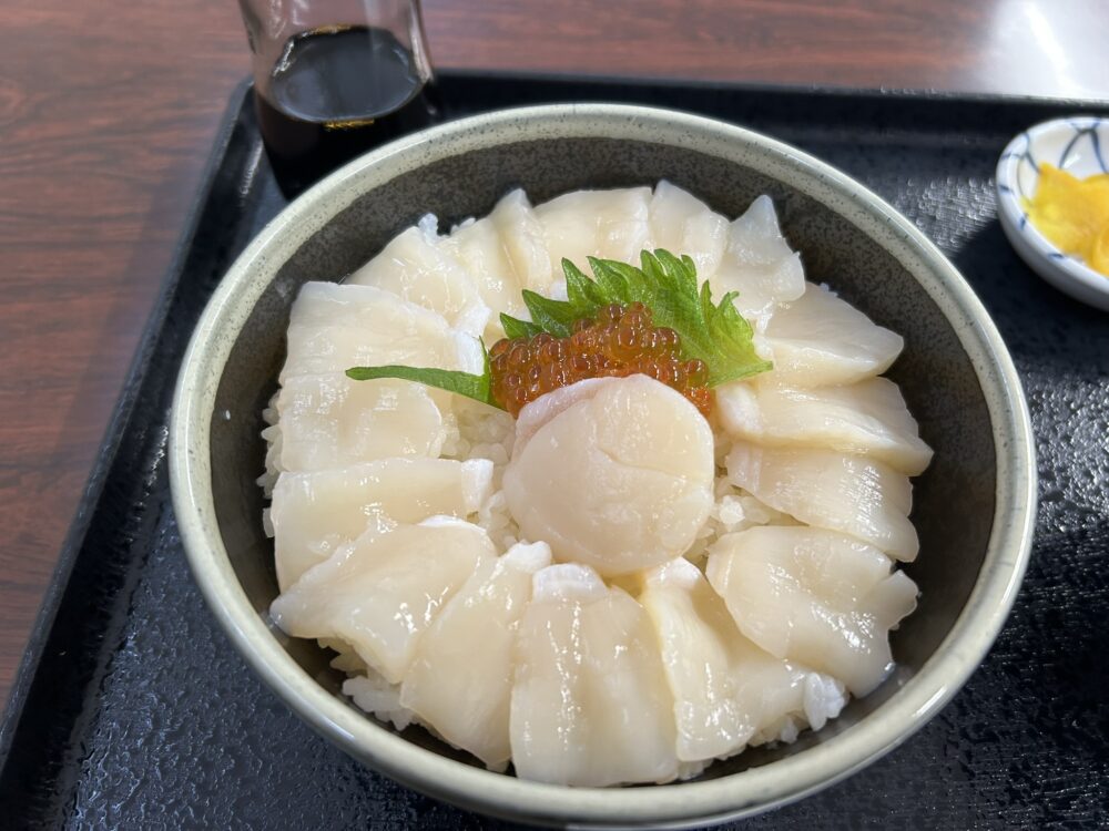 道の駅さるふつ公園で食べたホタテ丼